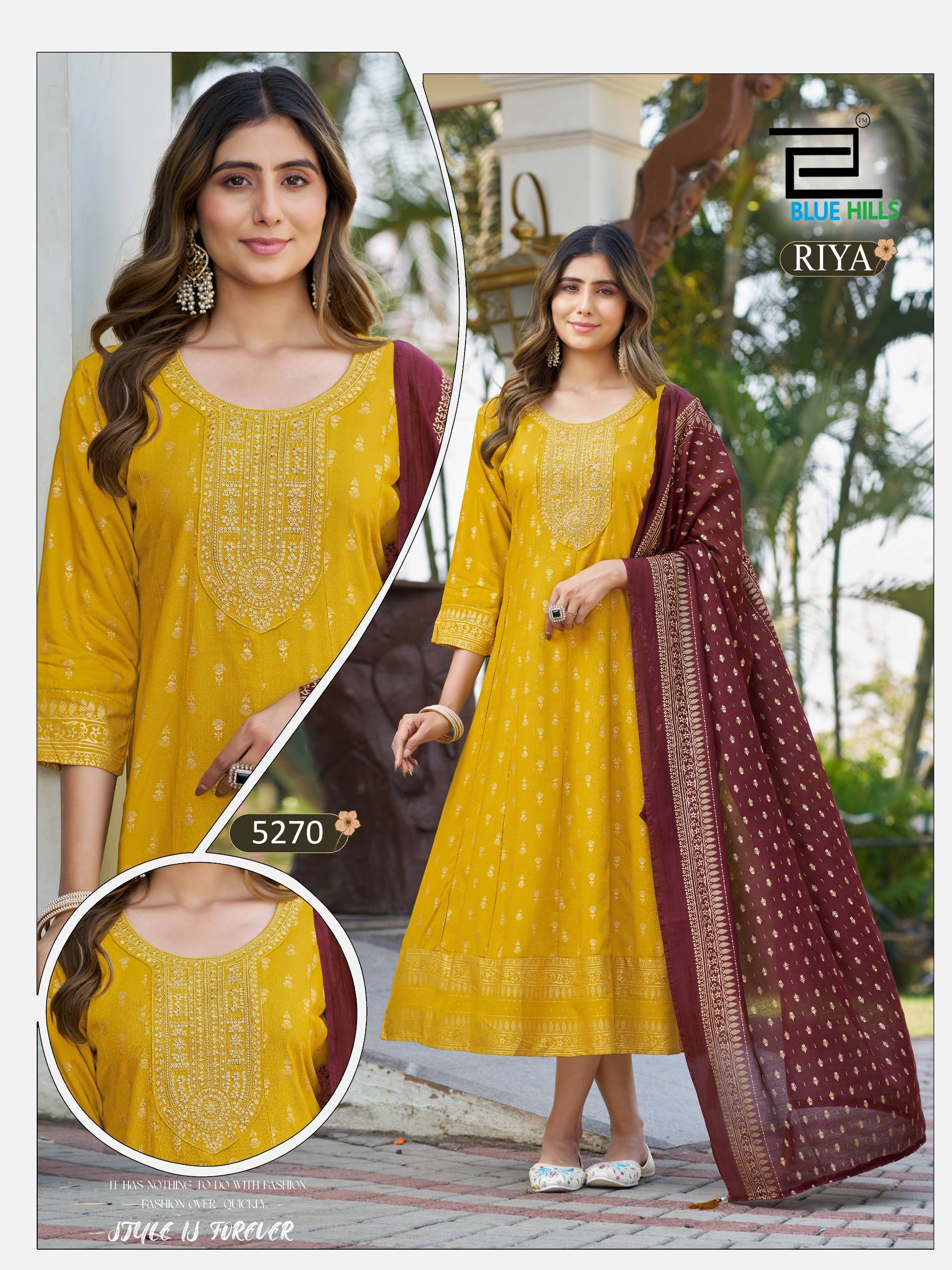  RIYA By Blue hills 5265 To 5270 Series Beautiful Festive Suits Colorful Stylish Viscose RAYON 14 Anarkali Gown At Wholesale Price